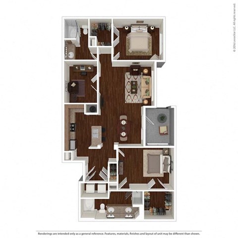 2 bed 2 bath floor plan H at Auxo at Memorial, Texas, 77024